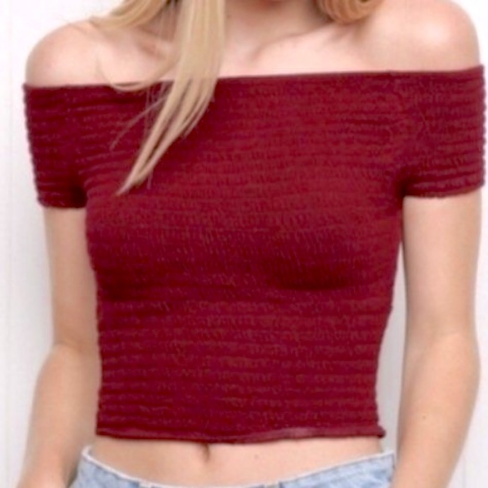 Brandy Melville Off Shoulder Red Wine Shirt